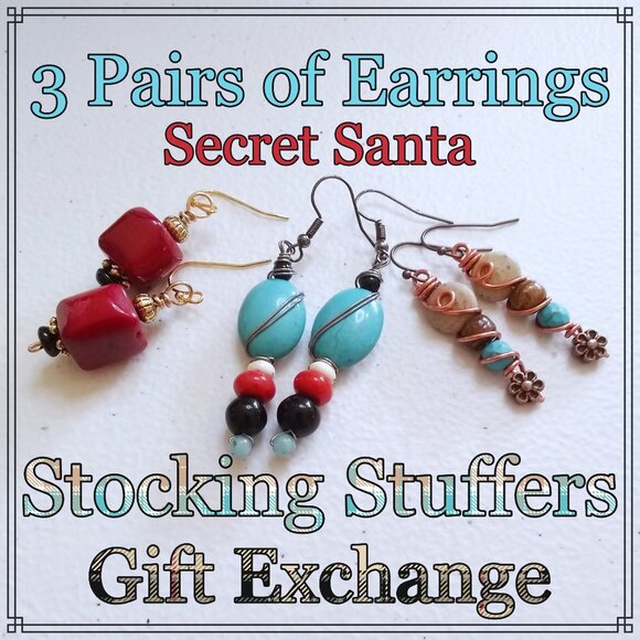 3 Pairs of Handmade Earrings! Hostess Gifts ~ Gift Exchange ~ Winter Birthdays - Picture 1 of 14